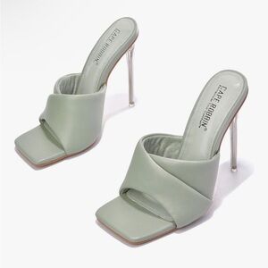 •CAPE ROBBIN• “Talulla” Square Toe Clear High Heels - Gray // NIB